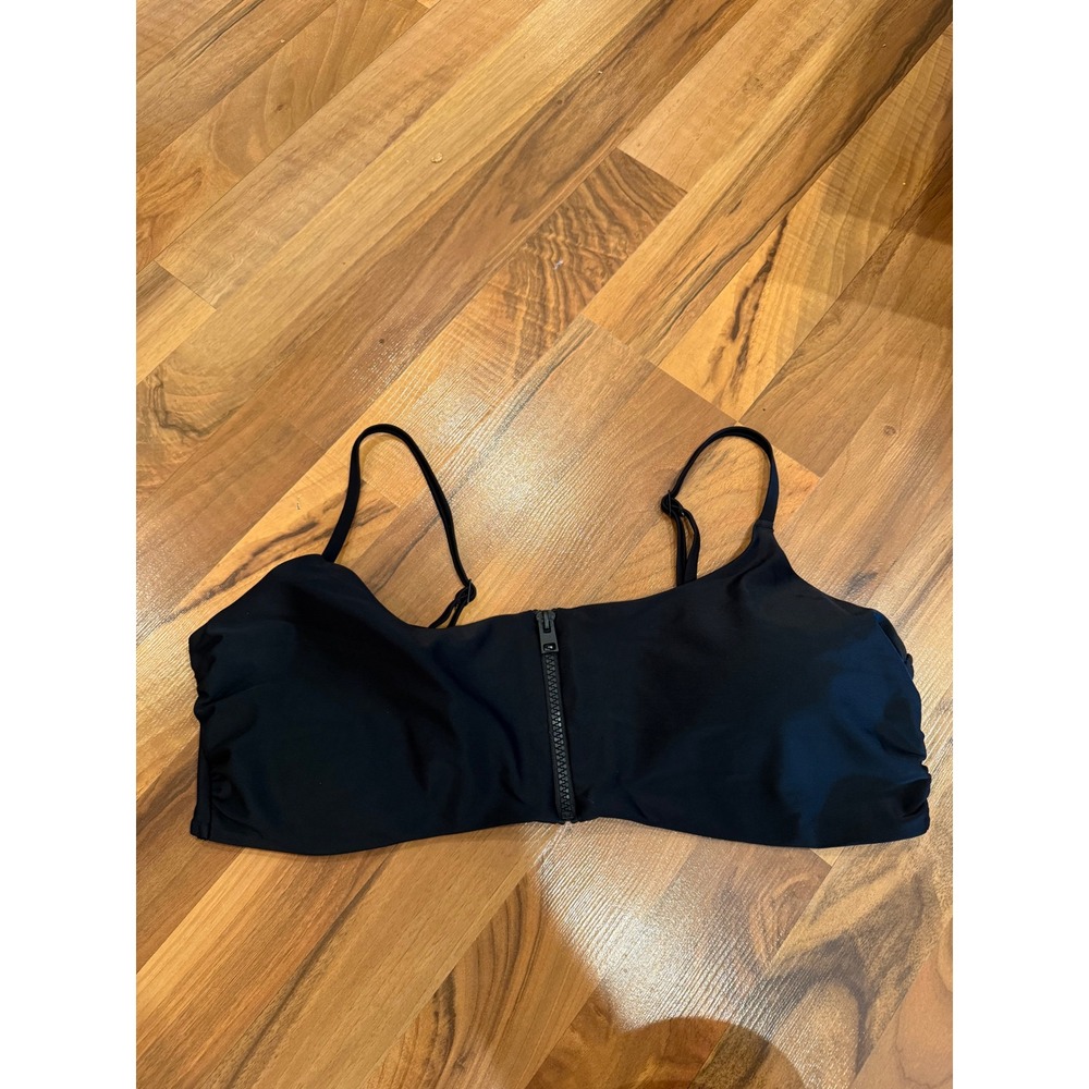 Aerie Black Zip Front Bikini Top‎ Adjustable Straps Swimsuit XXL classic bathing